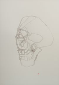 Frank Pieperhoff, skull, 2025, 70cm x 50cm, China-Brush-9